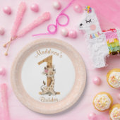 Assiettes En Carton 1er Anniversaire Rose Girl Baby Giraffe Plaque en  (Fête)