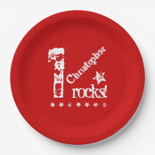 Assiettes En Carton 1er BÉBÉ Anniversaire Diagonal Design Grunge Sta