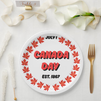 Assiettes En Carton 1er juillet Fête du Canada Est. 1867