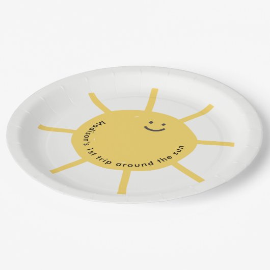Assiettes En Carton 1ère Visite Autour Du Soleil Anniversaire (Angle)