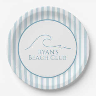 Assiettes En Carton 1ST Birthday Beach Club Nom personnalisé Bleu de l