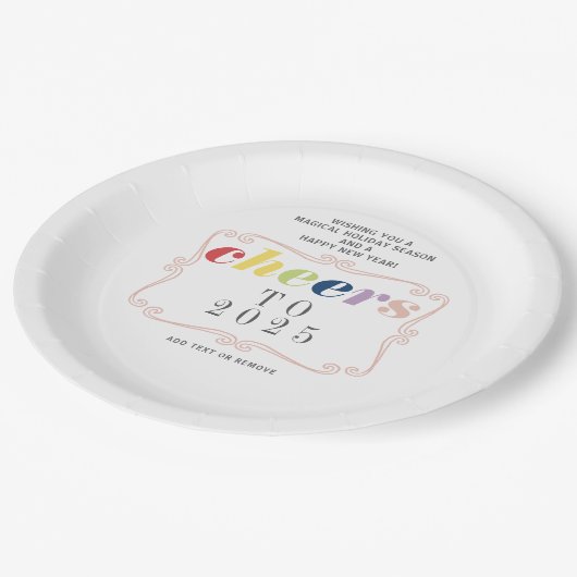 Assiettes En Carton 2025 Cheers Modern Retro Holiday Happy New Year (Angle)