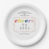 Assiettes En Carton 2025 Cheers Modern Retro Holiday Happy New Year (Devant)