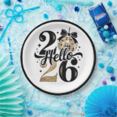 Assiettes En Carton 2026 Black And Gold New Year (Fête)