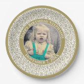 Assiettes En Carton 20 Votre photo Numéro Aléatoire Motif Or/Blanc (Devant)