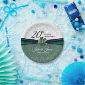 Assiettes En Carton 20e anniversaire d'Emerald Mariage damassé (Fête)
