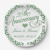 Assiettes En Carton 20e anniversaire du Mariage Emerald Plaques papier (Devant)