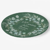 Assiettes En Carton 20e anniversaire du Mariage émeraude d'Eucalyptus (Angle)