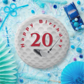 Assiettes En Carton 20e anniversaire Golf Ball Design Plaque en papier (Fête)