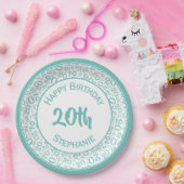 Assiettes En Carton 20e anniversaire Random Numéro Motif 20 Turquoise/ (Fête)