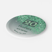 Assiettes En Carton 20th Birthday Party Sparkle Green Glitter (Angle)