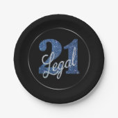 Assiettes En Carton 21 et juridique | Parties scintillant Blue Faux 21 (Devant)