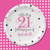 Assiettes En Carton 21e anniversaire 21 ans fabuleux Ajouter Nom pois