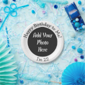 Assiettes En Carton 21e anniversaire Ajouter photo Plaque papier perso (Fête)