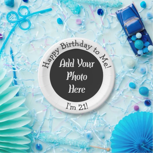 Assiettes En Carton 21e anniversaire Ajouter photo Plaque papier perso (Fête)