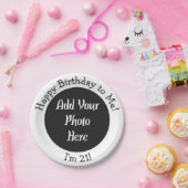Assiettes En Carton 21e anniversaire Ajouter photo Plaque papier perso (Fête)