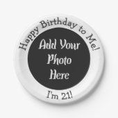 Assiettes En Carton 21e anniversaire Ajouter photo Plaque papier perso (Devant)