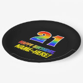 Assiettes En Carton 21e anniversaire : Audacieux, amusant, simple, arc (Angle)