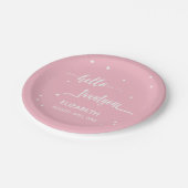 Assiettes En Carton 21e anniversaire blush rose blanc nom (Angle)