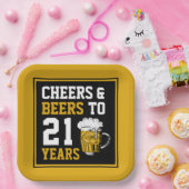Assiettes En Carton 21e anniversaire Cheers & Bières à 21 ans (Fête)