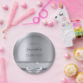 Assiettes En Carton 21e anniversaire fête argent arc élégant (Fête)