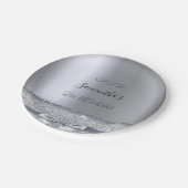 Assiettes En Carton 21e anniversaire fête argent arc élégant (Angle)