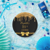 Assiettes En Carton 21e anniversaire fête d'or noir parties scintillan (Fête)