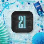 Assiettes En Carton 21e Anniversaire fête néon Connexion en brique (Fête)