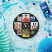 Assiettes En Carton 21e anniversaire fête photo collage mec noir (Fête)