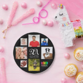 Assiettes En Carton 21e anniversaire fête photo collage mec noir (Fête)