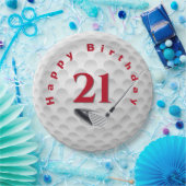 Assiettes En Carton 21e Anniversaire Golf Ball Design Plaque papier (Fête)