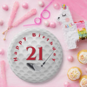 Assiettes En Carton 21e Anniversaire Golf Ball Design Plaque papier (Fête)