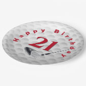 Assiettes En Carton 21e Anniversaire Golf Ball Design Plaque papier (Angle)