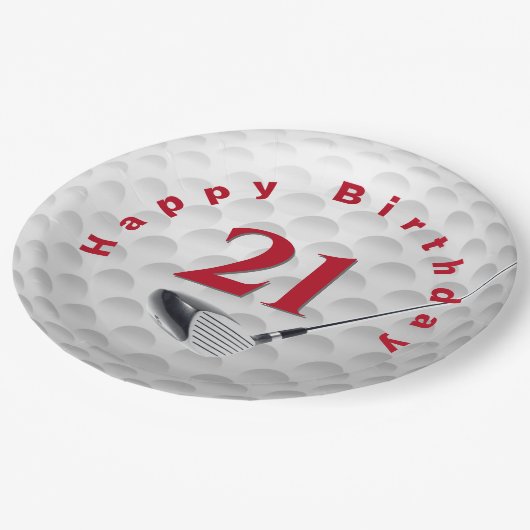 Assiettes En Carton 21e Anniversaire Golf Ball Design Plaque papier (Angle)