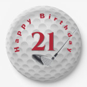 Assiettes En Carton 21e Anniversaire Golf Ball Design Plaque papier (Devant)