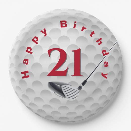 Assiettes En Carton 21e Anniversaire Golf Ball Design Plaque papier (Devant)