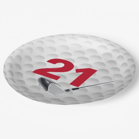 Assiettes En Carton 21e Anniversaire Golf Ball Design Plaque papier (Angle)