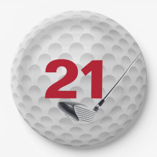 Assiettes En Carton 21e Anniversaire Golf Ball Design Plaque papier
