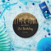 Assiettes En Carton 21e anniversaire noir parties scintillant dorées g (Fête)