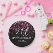 Assiettes En Carton 21e Anniversaire noir Parties scintillant rose cha (Fête)