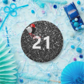 Assiettes En Carton 21e anniversaire Parties scintillant noire et ball (Fête)