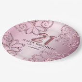 Assiettes En Carton 21e anniversaire Pink Princess Parties scintillant (Angle)