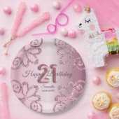 Assiettes En Carton 21e anniversaire Pink Princess Parties scintillant (Fête)