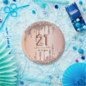 Assiettes En Carton 21e anniversaire Rose gouttes parties scintillant  (Fête)