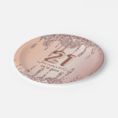 Assiettes En Carton 21e anniversaire Rose gouttes parties scintillant  (Angle)