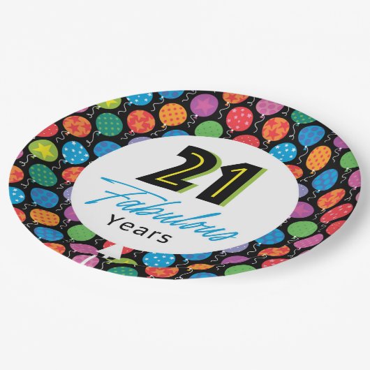 Assiettes En Carton 21e ballons d'anniversaire (Angle)