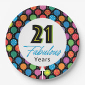 Assiettes En Carton 21e ballons d'anniversaire (Devant)