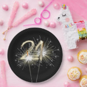 Assiettes En Carton 21e fête d'anniversaire Sparklers sur Noir (Fête)