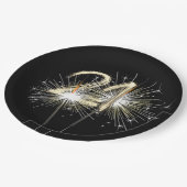 Assiettes En Carton 21e fête d'anniversaire Sparklers sur Noir (Angle)