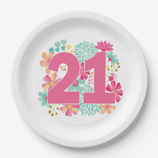 Assiettes En Carton 21ème fête d'anniversaire d'anniversaire du numéro